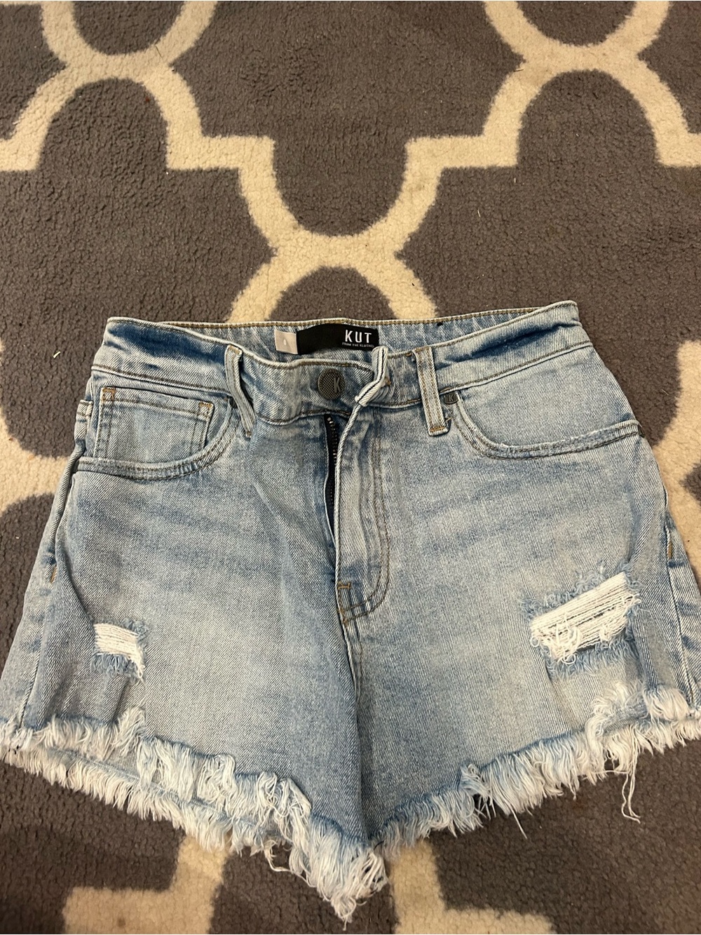 Kut from the Kloth Light Wash Distressed Denim Shorts